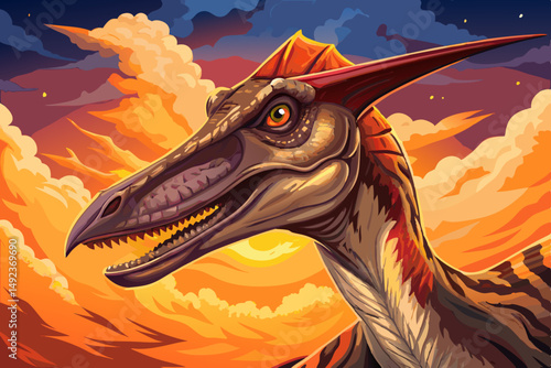 Portrait of Pteranodon a reptile that lived during the Late Cretaceous period