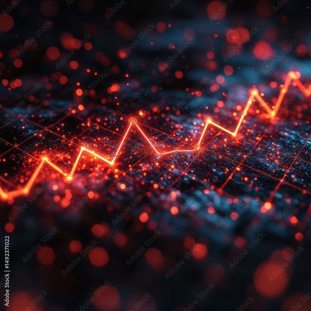 custom made wallpaper toronto digitalDynamic Red Line Chart on Black Background Visualizing Financial Growth with Sparkles Aesthetic