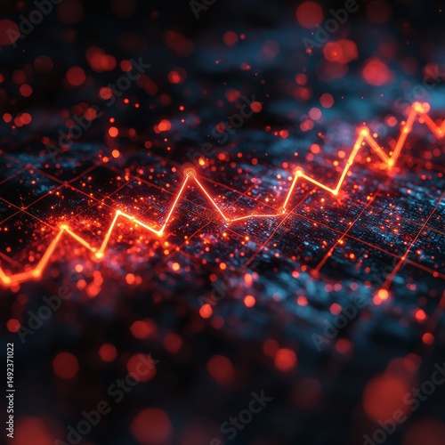 Wallpaper Mural Dynamic Red Line Chart on Black Background Visualizing Financial Growth with Sparkles Aesthetic Torontodigital.ca