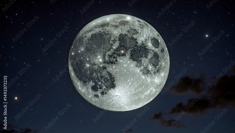 Fototapeta premium A serene night sky filled with moon and stars