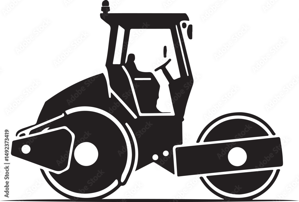 Naklejka premium Road Roller Silhouette Vector Set