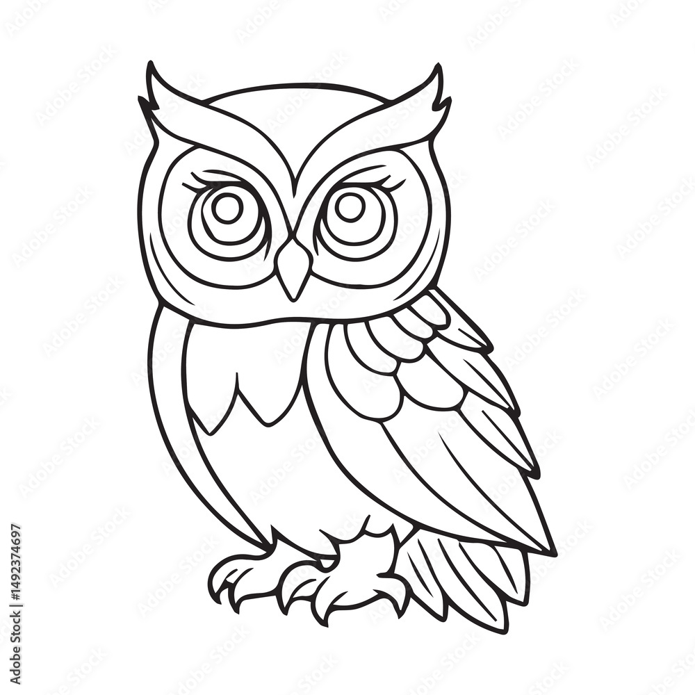 Fototapeta premium cute owl sketch vector illustration