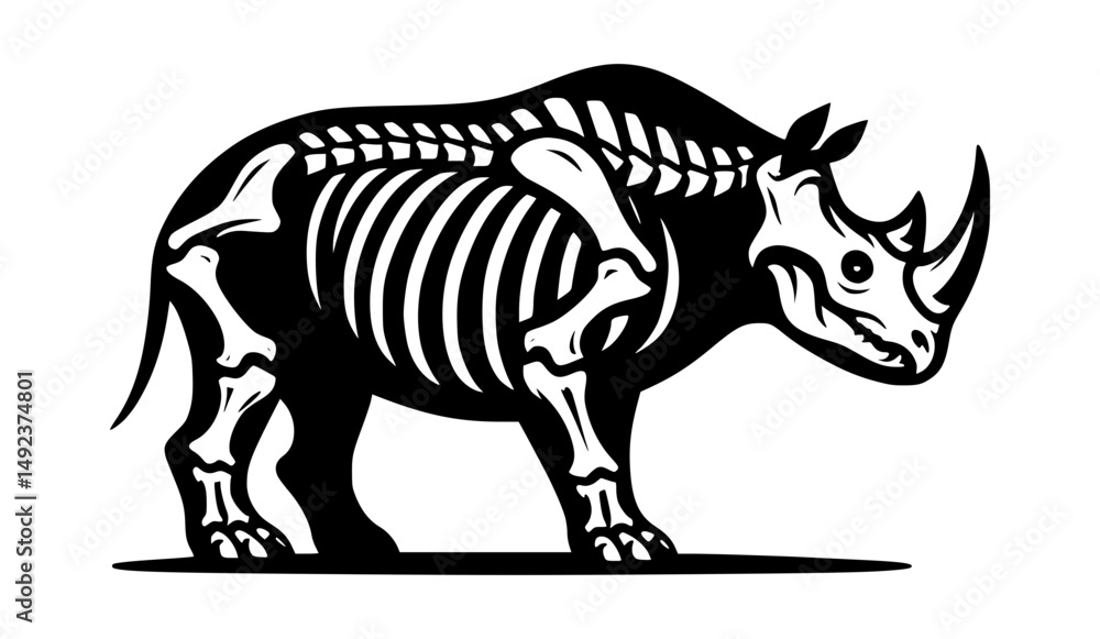 rhinoceros skeleton icon logo black color white background vector rhinoceros skeleton icon logo black color white background vector