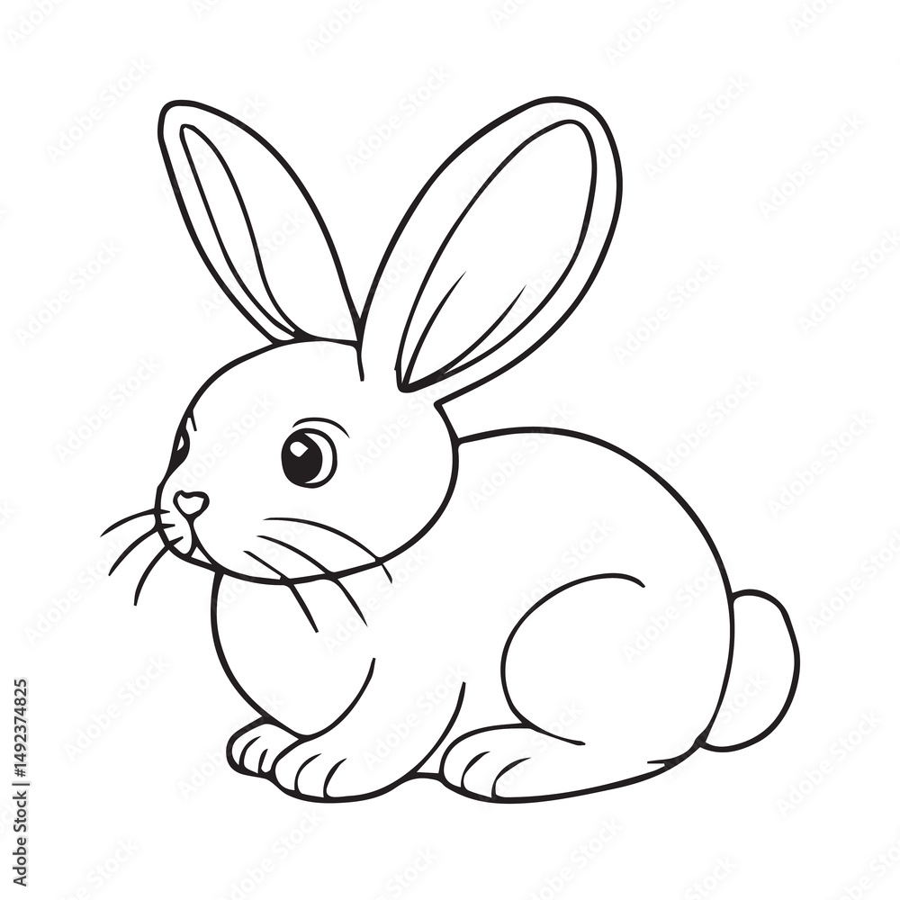 Obraz premium cute rabbit line vector illustration