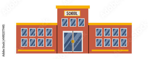 School Building Vector Icon Illustration. Flat Cartoon Style Concept .Hand drawn flat illustration isolate on white .