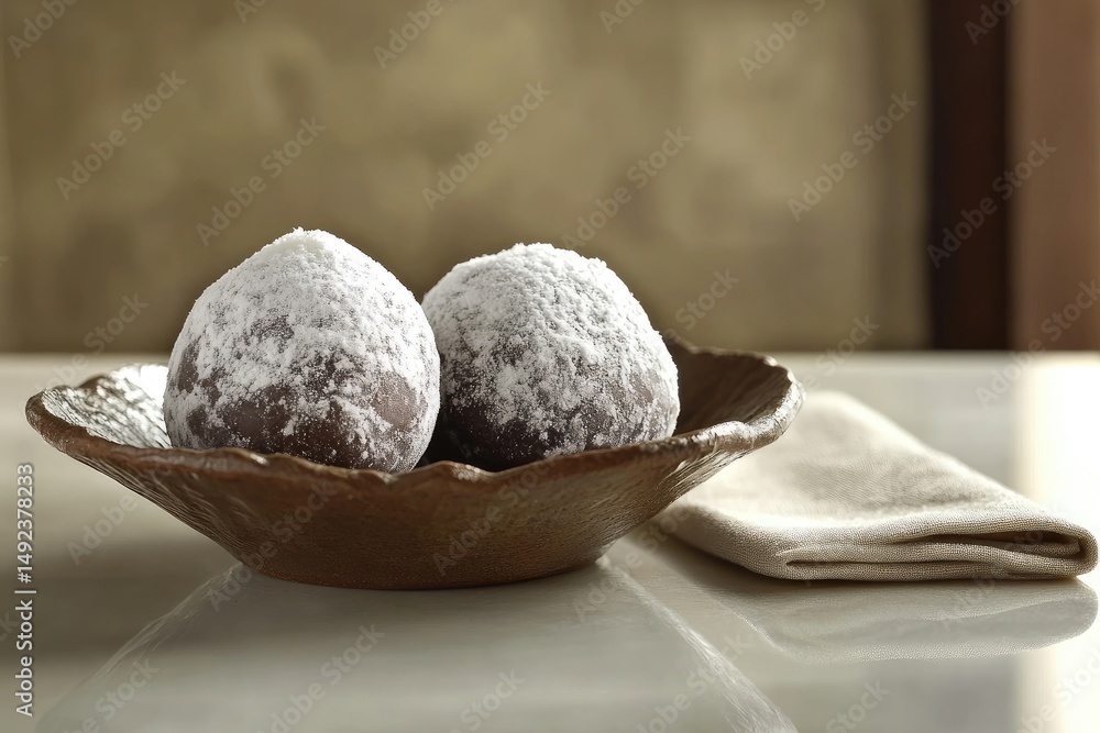 Two dusted chocolate truffles Two dusted chocolate truffles