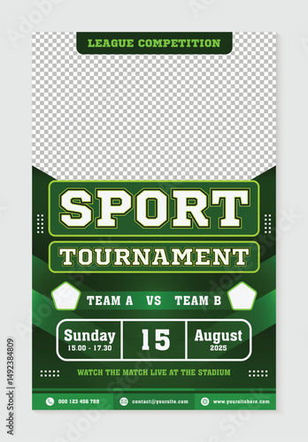 Sports tournament event social media post template simple design green background