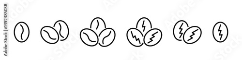 Coffee icon. Coffee bean vector set. Isolated caffeine line design sign. Coffee icon set.