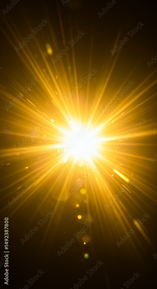 Fototapeta premium Bright Yellow Light Flare on Black Background
