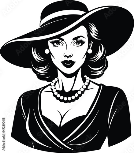 Women dressed in vintage fashion with flowing retro dresses and wide-brimmed hats, radiating timeless elegance and charm.