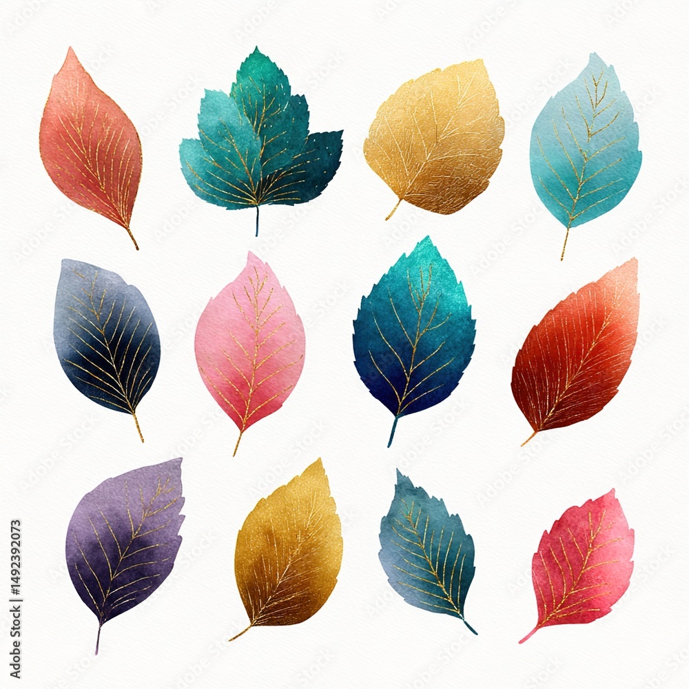 Obraz premium watercolor leaves clipart. High quality