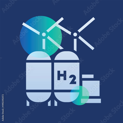 renewable energy color  glassmorphism illustration. Transparency blur elements. Ui layered design. Vector isolated element.