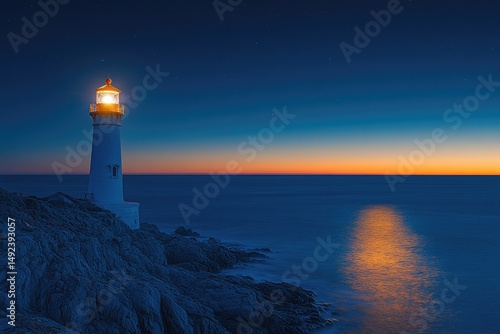 Wallpaper Mural Tranquil coastal scene at twilight with a lighthouse. Torontodigital.ca