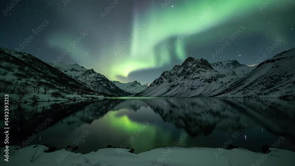 Aurora Borealis Over Mountains 3D Night Sky Animation Aurora Borealis Over Mountains 3D Night Sky Animation