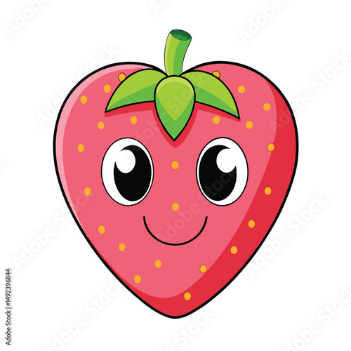 Wallpaper Mural Cute heart-shaped strawberry with big eyes, smiling strawberry with smiling face,  Torontodigital.ca