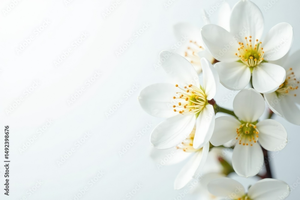 Obraz premium Delicate white blossom against pure white backdrop, delicate, texture, flower
