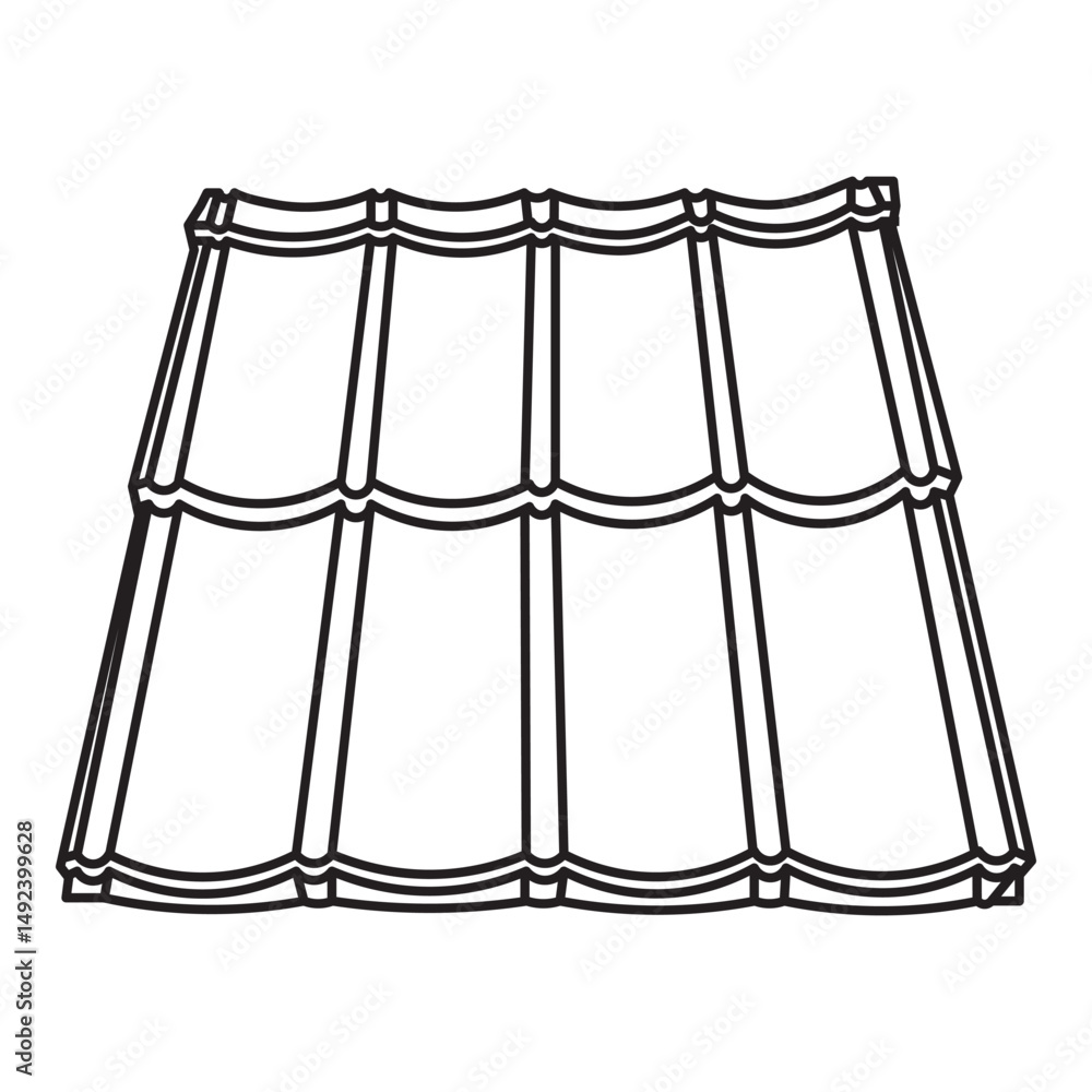 A line art representation of multiple roof tiles arranged in a pattern. Ideal for illustrating roofing materials, construction, and architectural design. A line art representation of multiple roof tiles arranged in a pattern. Ideal for illustrating roofing materials, construction, and architectural design.