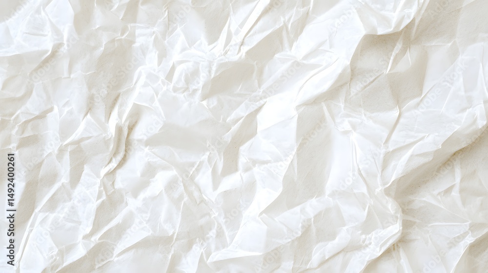 Obraz premium Crumpled White Paper Texture Background for Creative Design Projects