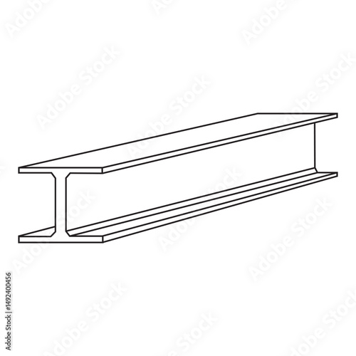 A simple line art illustration of an H-beam iron, a structural steel profile with an 'H' shaped cross-section providing exceptional strength and support. Ideal for visualizing heavy construction proje