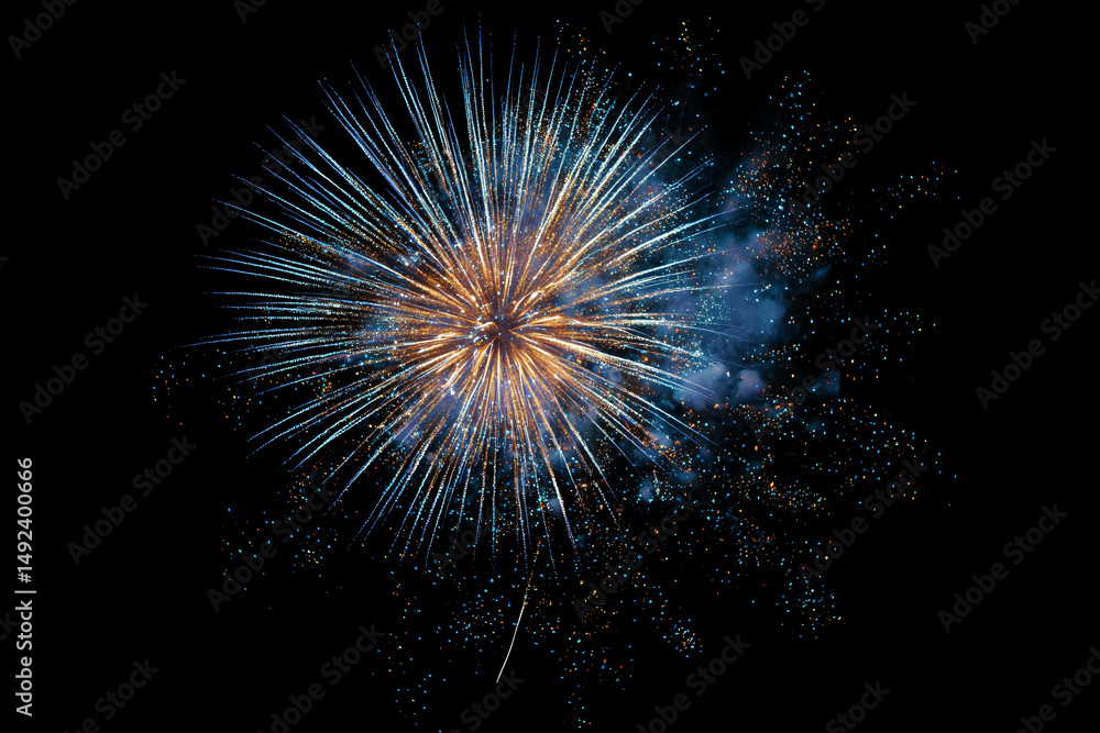 Fototapeta premium 015-069-055-u8969375333_Firework_with_Multiple_Exploding_Layers_Silhouett_493a562a-cfe0-4b54-92f3-97a92f6ab052_2