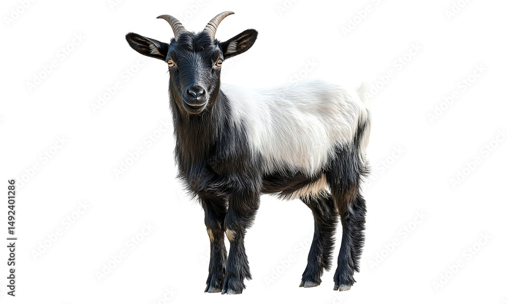Fototapeta premium Farm Goat isolated on transparent white background, clipping path ,png