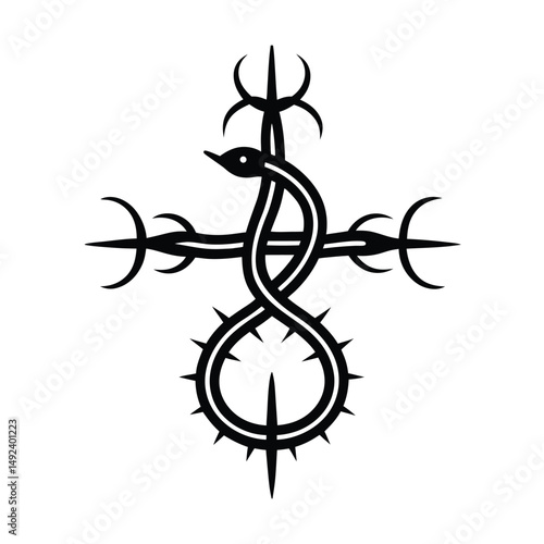 Leviathan Cross Wrapped in Barbed Wire Crown,