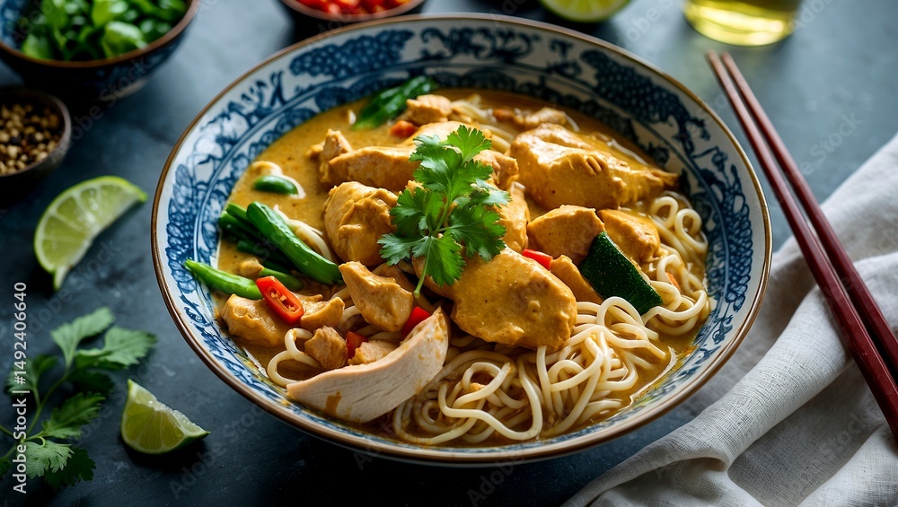 Delicious curry chicken noodle soup delight Delicious curry chicken noodle soup delight
