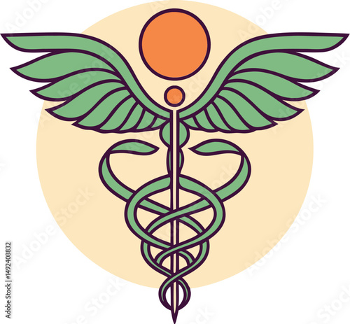 Caduceus Medical Symbol Vector Illustration 