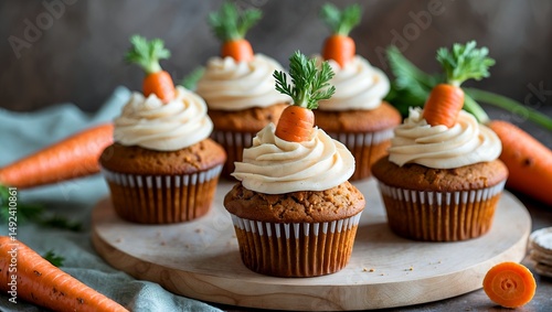 Delicious homemade fresh carrot cupcakes ready to enjoy