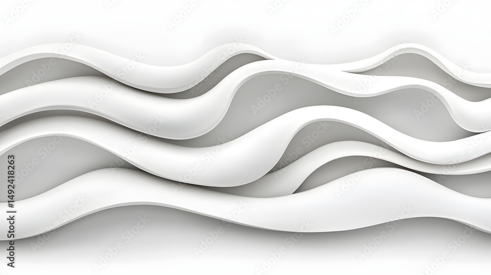 Obraz premium Flowing White Waves on a Light Background for Minimalist Design Projects