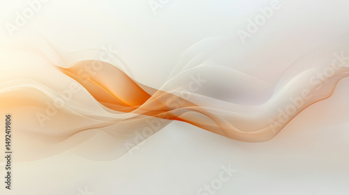 Abstract flowing forms in light beige and orange tones