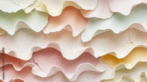 Soft Pastel Paper Waves in Gentle Flowing Layers of Texture