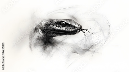 Realistic Artistic Depiction of a Serpent with Intricate Details and Curves