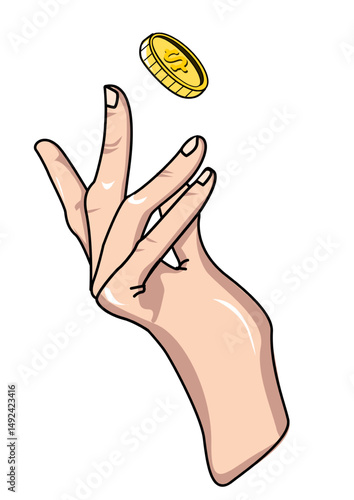 illustration of a hand with a coin
