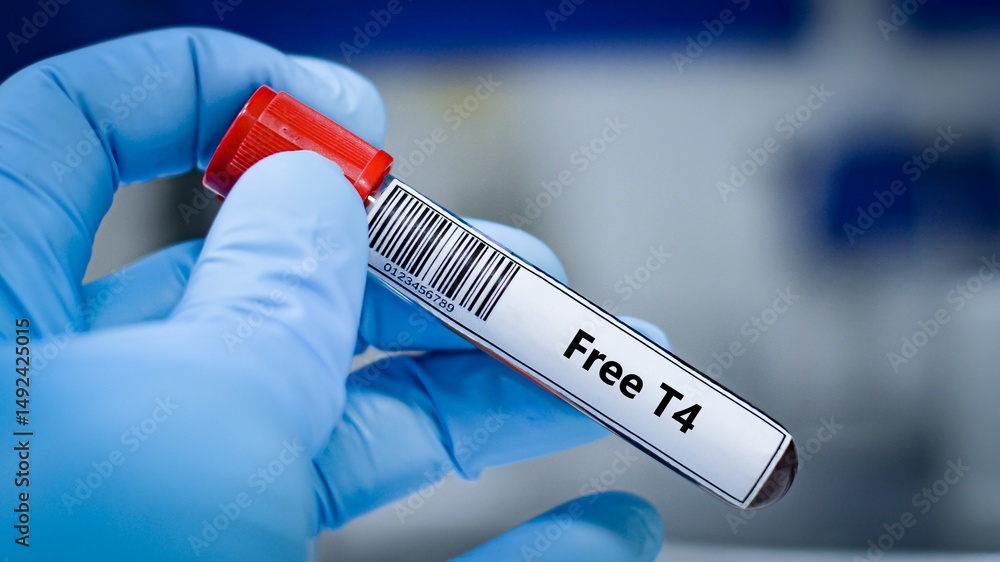 Fototapeta premium Blood sample tube for free T4 test analysis.