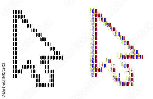 Cursor icon design with monochrome and RGB abstract variations for digital interfaces and graphic design project