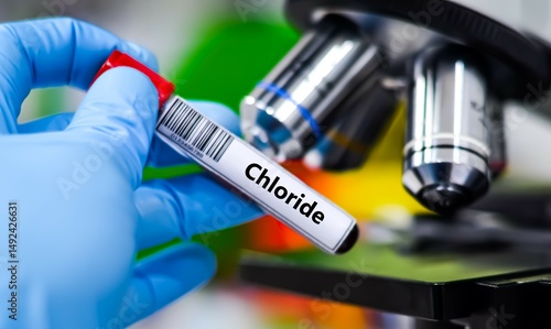 Blood sample tube for chloride test analysis.