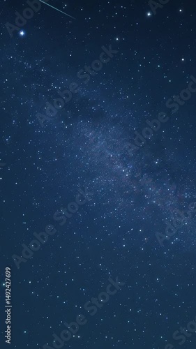 Vertical Timelapse of beautiful night sky, Twinkle Star with shooting star