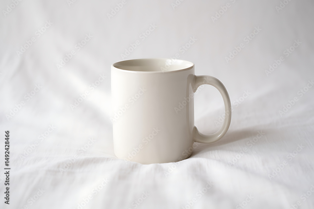 White Mug on White Fabric Minimalist White Mug on White Fabric Minimalist