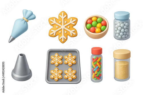 Baking and cooking 3d icons set – culinary, kitchen, dessert design symbols