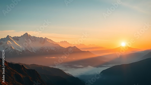  Sunrise Landscape Over Mountain Range