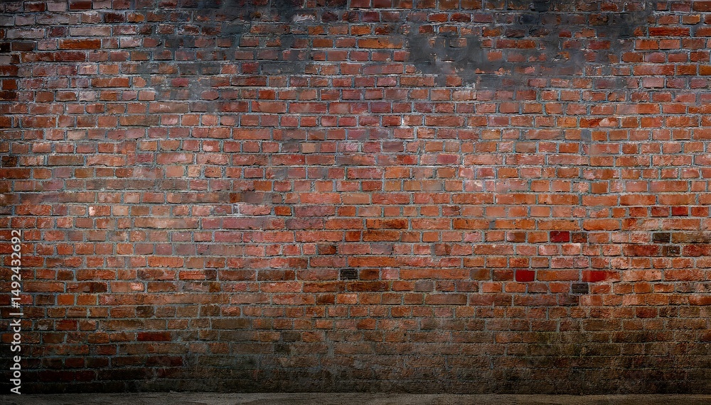 Obraz premium Abstract old wall background with stained aged bricks, full panoramic view texture