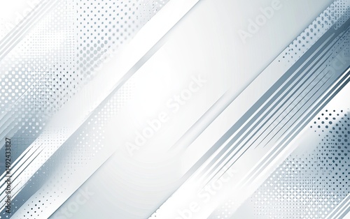 Abstract geometric design with diagonal lines, halftone dots, and subtle gradients