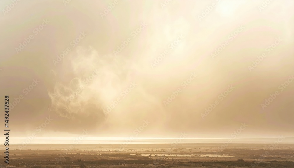 Fototapeta premium Dramatic sunset over coastal horizon serene landscape nature photography calm environment wide-angle view