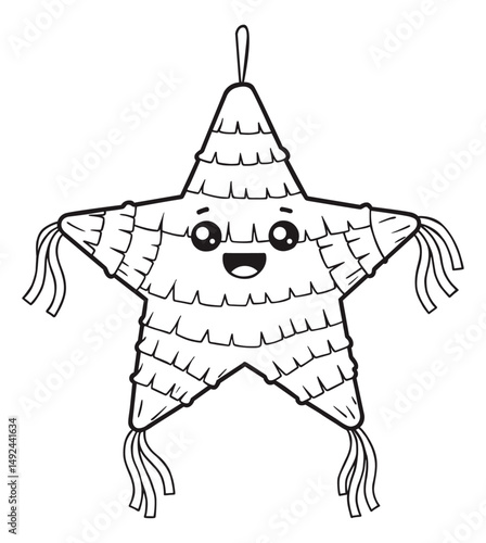 Cute star pinata ready to color. Perfect for parties!