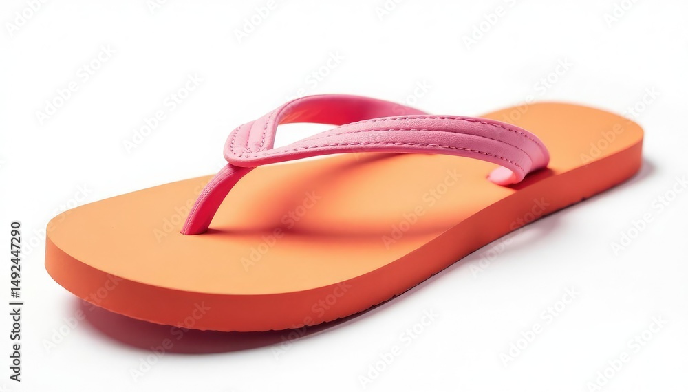 Close-up of a single flip-flop isolated on white background , object, studio shot, rubber Close-up of a single flip-flop isolated on white background , object, studio shot, rubber