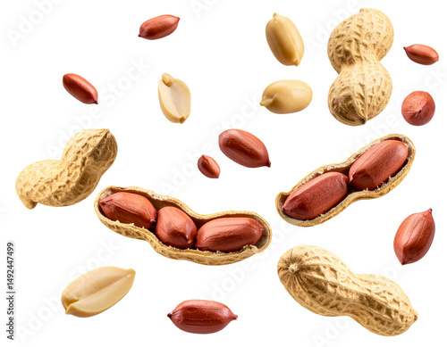 peanuts floating falling isolated on white or transparent png