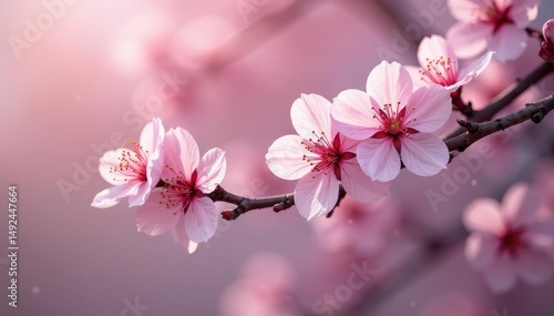 Delicate pink sakura blossoms, intricate branch pattern, texture, aesthetic, illustration