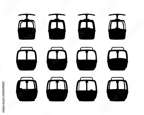 gondola  cable car  lift transport silhouette bundle set