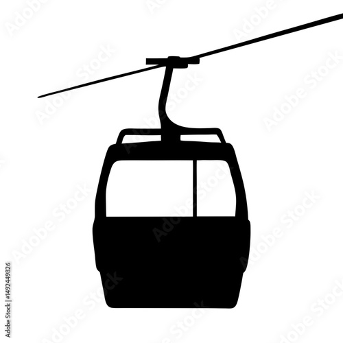 Simple Black Gondola Cable Car  Silhouette Image for Scenic Transport or Tourist Travel Design

